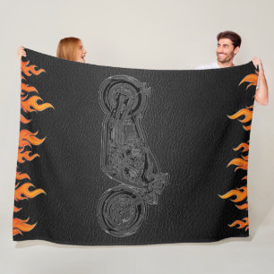 Manta Polar Cinturón de cuero negro llamas naranjas fuego cali