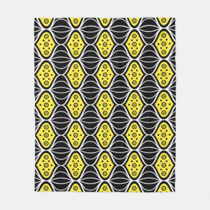 Manta Polar Círculo amarillo negro Oval Art Deco Patrón modern