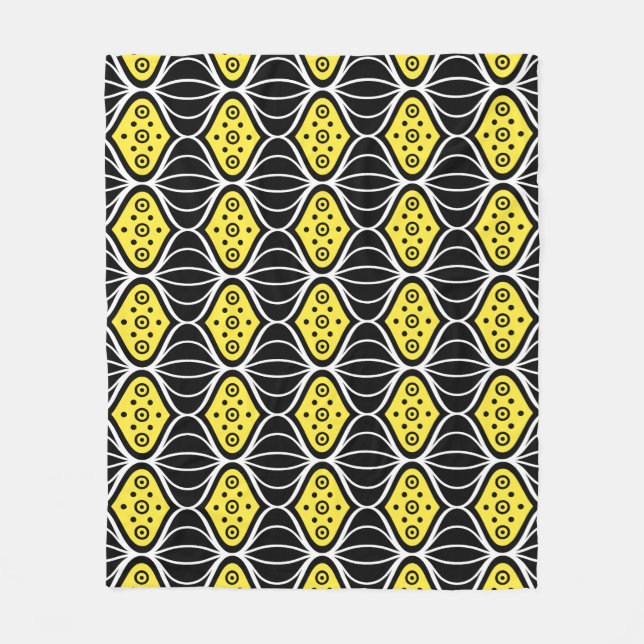 Manta Polar Círculo amarillo negro Oval Art Deco Patrón modern (Anverso)