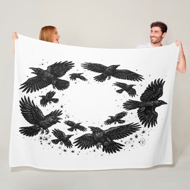Manta Polar Círculo de Cuervos – Ilustración de Tinta Embrujad (In situ)