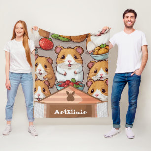 Manta Polar Círculo de kawaii comiendo fresas