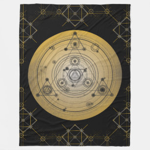Manta Polar Círculo sagrado amarillo de la geometría con el