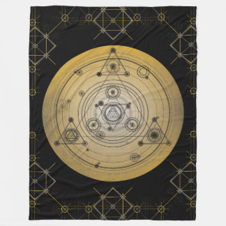 Manta Polar Círculo sagrado amarillo de la geometría con el