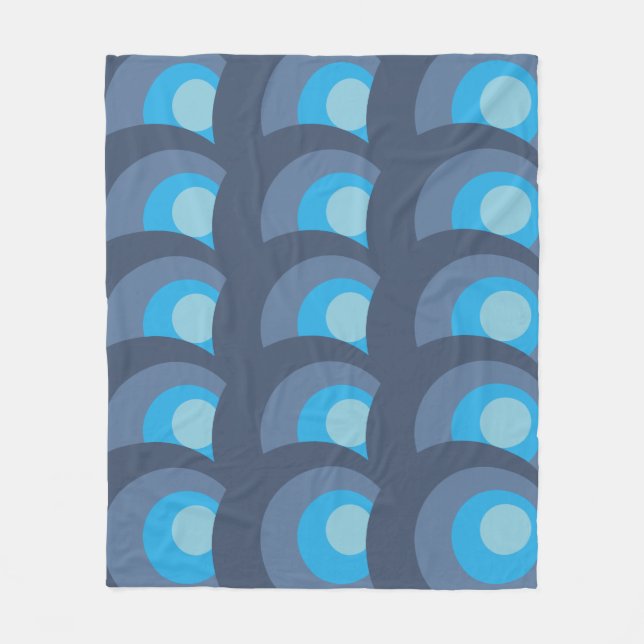 Manta Polar Círculos Azules Retro (Anverso)