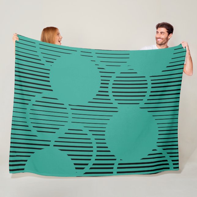 Manta Polar Círculos con lino turquesa (In situ)