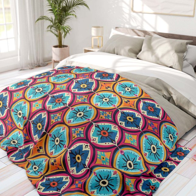 Manta Polar Círculos de flores coloridos bohemios (Subido por el creador)