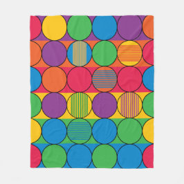 Manta Polar Círculos y Rayas de Colores Brillantes
