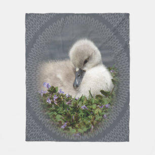 Manta Polar Cisne Cygnet Swan Photo Cable Knit Pattern Blanet