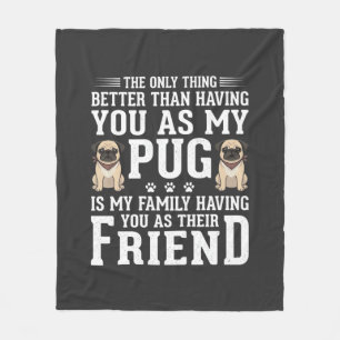 Manta Polar Cita de amigo familiar de perro Pug