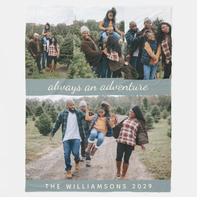 Manta Polar Cita de aventuras de Collage de fotos familiar per (Anverso)
