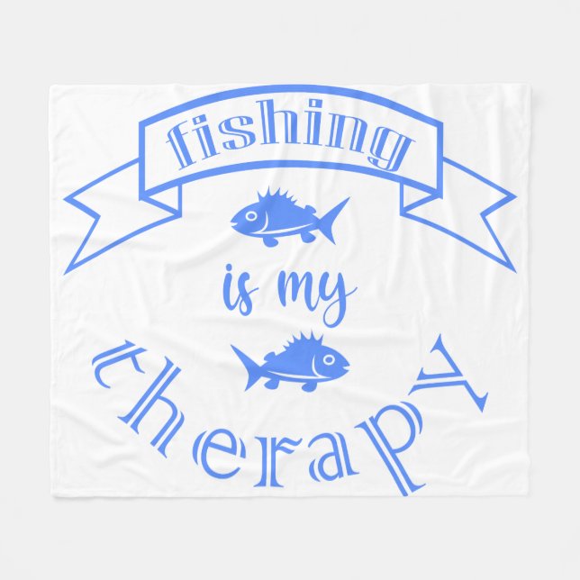 Manta Polar Cita de la bandera Pesca es mi terapia (Frente (Horizontal))