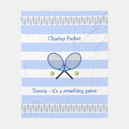 Manta Polar Cita de tenis azul a rayas personalizadas