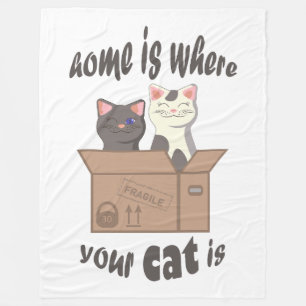 Manta Polar Cita divertida Home es donde está tu gato