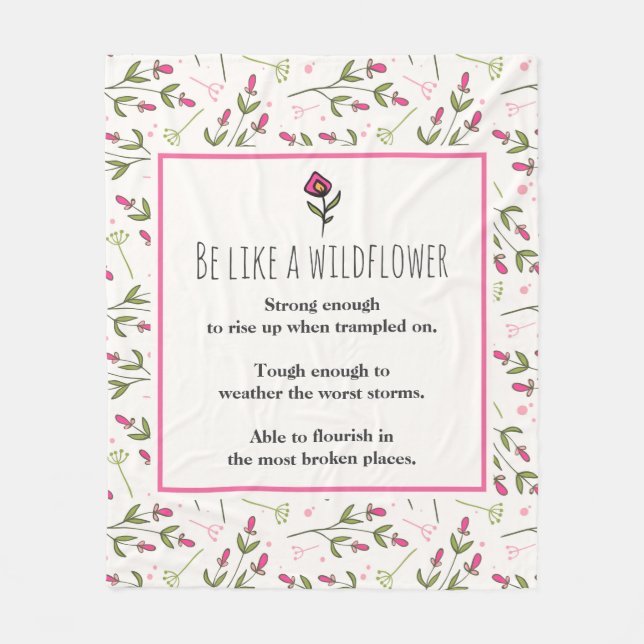 Manta Polar Cita inspiradora Con Patrón De Flor Silvestre (Anverso)