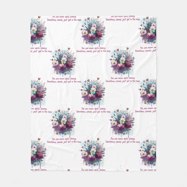 Manta Polar Cita inspiradora Con Un Bouquet Floral (Anverso)