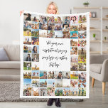 Manta Polar Cita personalizada de Personalizado de 64 Collages<br><div class="desc">Crea tu propia manta personalizada con 64 de tus fotos junto con citas personalizados,  letras de canciones u otro texto en caligrafía de escritura elegante. Todo el texto y los colores y se pueden ajustar a su gusto en este diseño.</div>