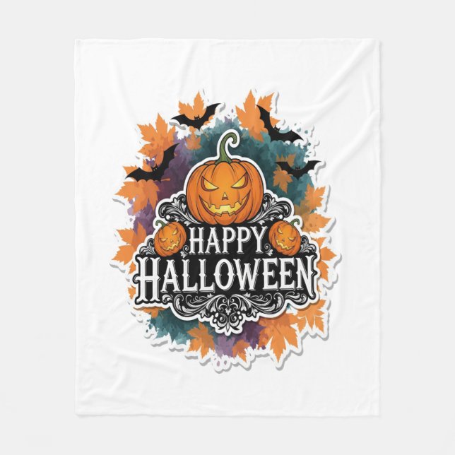 Manta Polar Citas divertidas y espeluznantes de Halloween feli (Anverso)