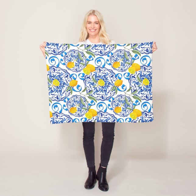 Manta Polar Cítricos de verano, boho, bohemio, floral  (In situ)