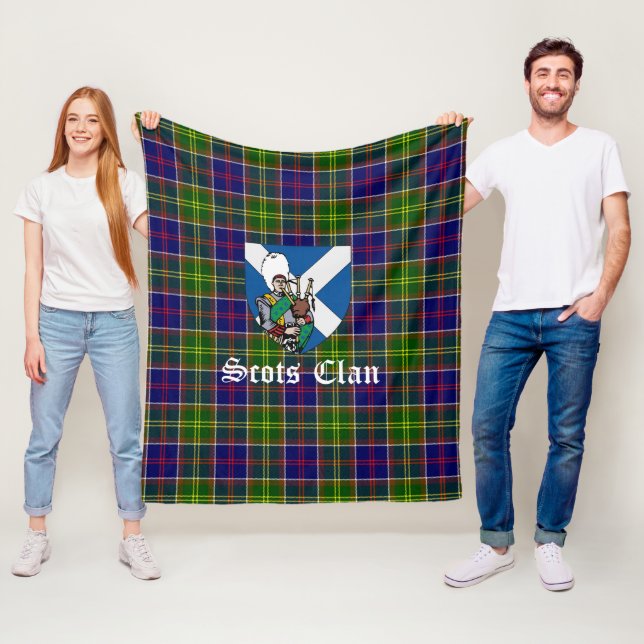 Manta Polar Clan Ayrshire Tartan Plaid (In situ)