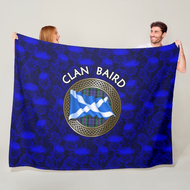 Manta Polar Clan Baird Tartan Knot & Flag (In situ)