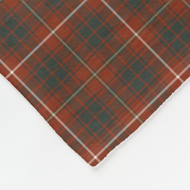 Manta Polar Clan Bruce Rojo y Verde Tartan (Esquina)
