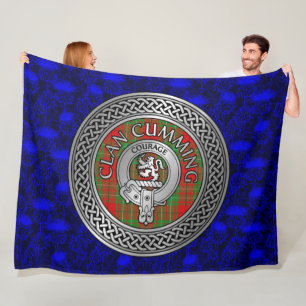Manta Polar Clan Cumming Escudo y Tartan Knot on Thistle