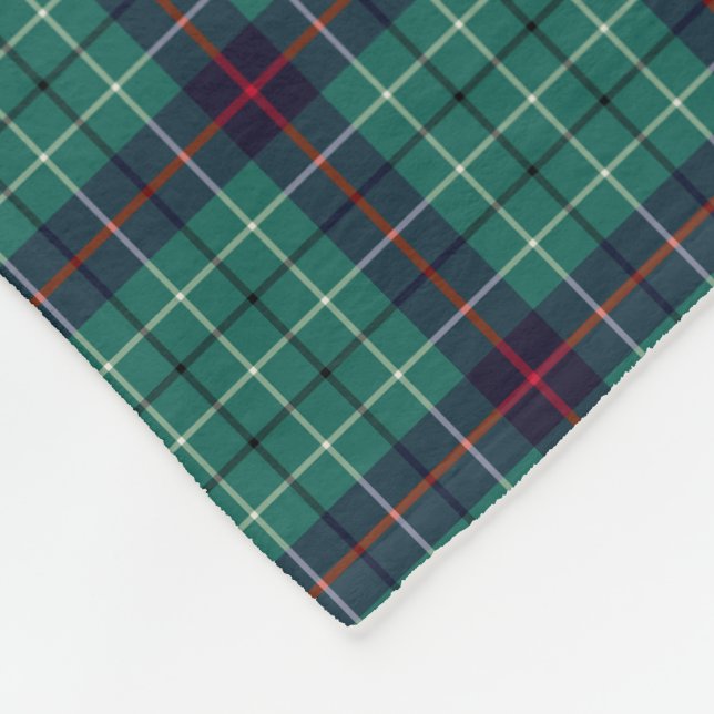 Manta Polar Clan Duncan Turquoise y Tartán Real Azul Moderno (Esquina)