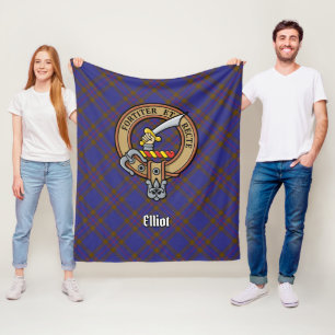 Manta Polar Clan Elliot Escudo sobre el tartán moderno