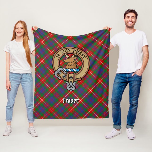 Manta Polar Clan Fraser de Lovat Escudo sobre Tartán (In situ)