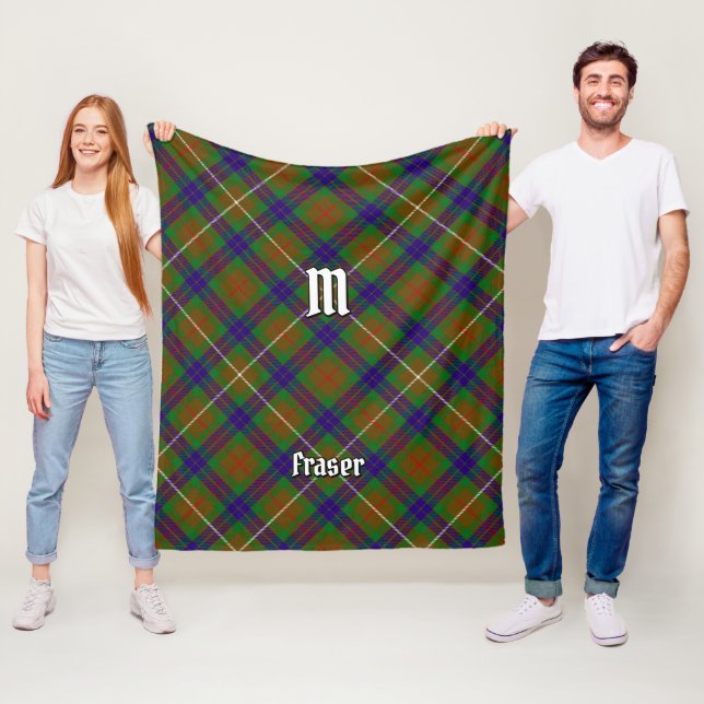 Manta Polar Clan Fraser Hunting Tartan Fleece Blanket (In situ)