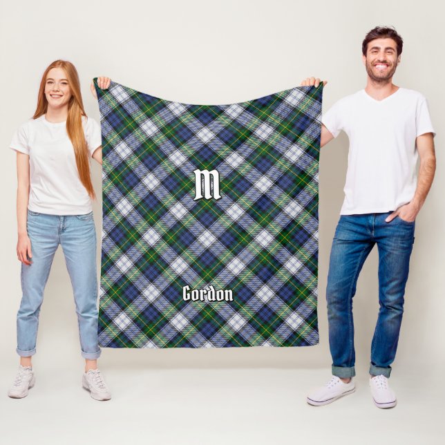Manta Polar Clan Gordon Dress Tartan Fleece Blanket (In situ)