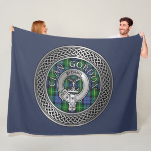 Manta Polar Clan Gordon Escudo y Tartan Knot Fleece Blanket