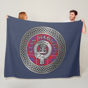 Manta Polar Clan Hamilton Escudo & Tartan Knot Fleece Blanket