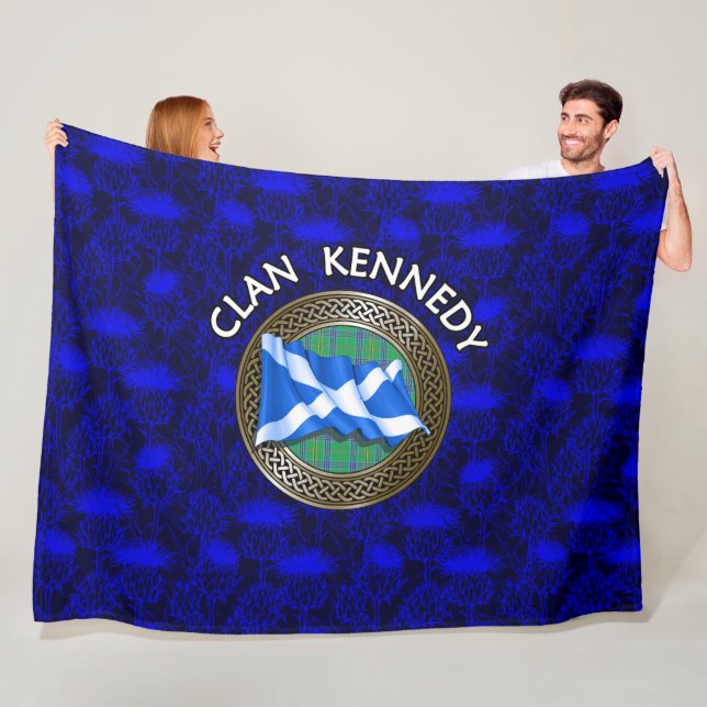 Manta Polar Clan Kennedy Tartan Knot & Flag (In situ)