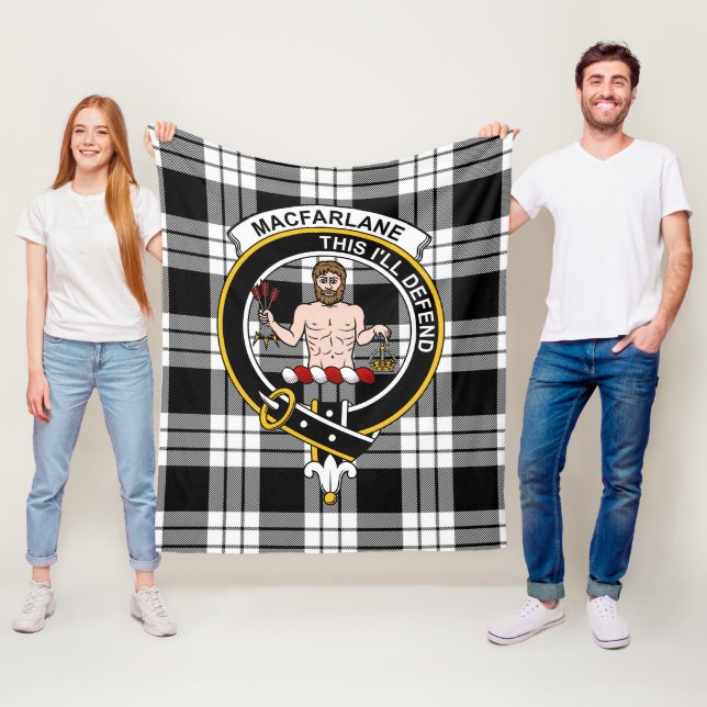 Manta Polar Clan MacFarlane Black & White Tartan Plaid (In situ)