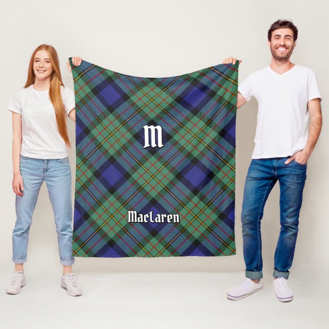 Manta Polar Clan MacLaren Tartan Fleece Blanket (In situ)