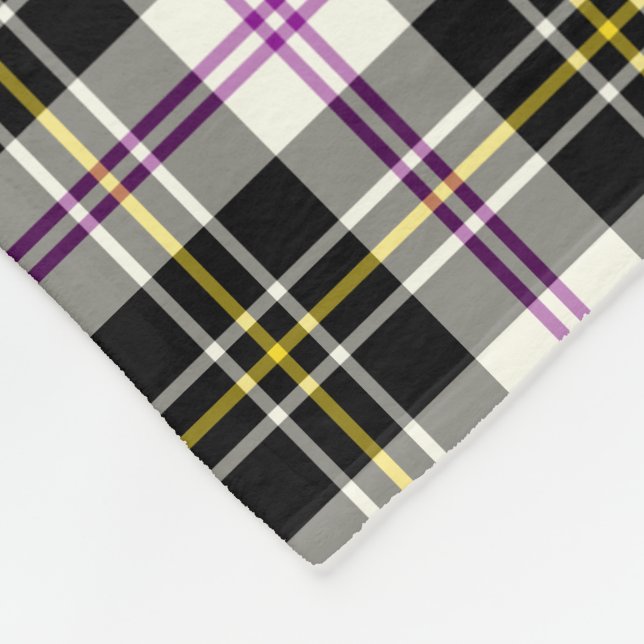 Manta Polar Clan MacPherson Black, White & Purple Dress Tartán (Esquina)