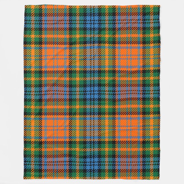 Manta Polar Clan Murray Plaid Tartan Blue Naranja Green Check (Anverso)