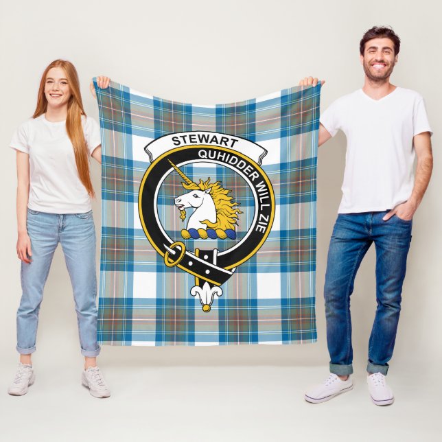 Manta Polar Clan Stewart Muted Blue (de Appin) Tartan Plaid (In situ)