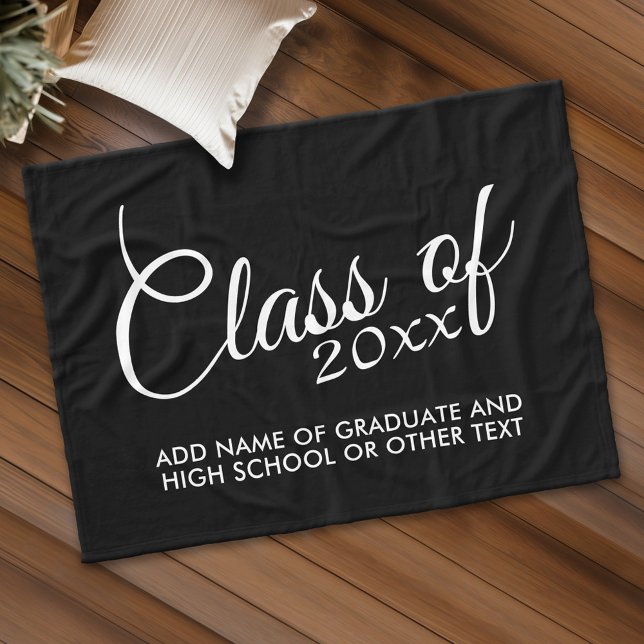 Manta Polar Clase con curso de Personalizado y secundaria (Custom Fleece Blanket - Add Graduation Text)