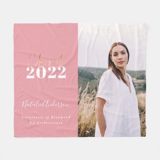 Manta Polar clase de foto multicapa de escritura moderna rosa  (Frente (Horizontal))