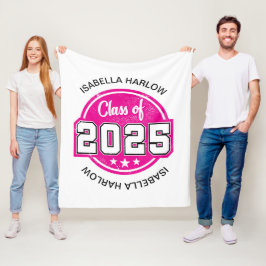 Manta Polar Clase de nombre de graduado rosado 2025