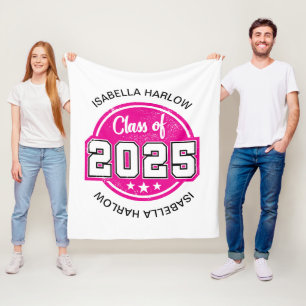 Manta Polar Clase de nombre de graduado rosado 2025