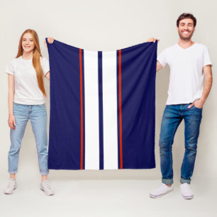 Manta Polar Clásicas rayas de Carreras roja, blanca y azul