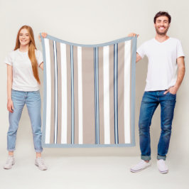 Manta Polar Clásico a rayas beige, blanco y azul