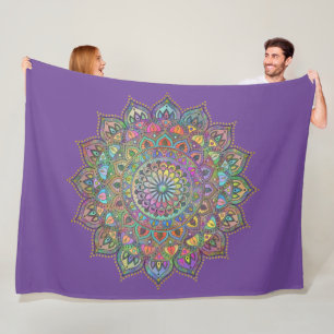 Manta Polar Clásico Colorido Mandala Estilo India 1