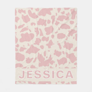 Manta Polar Clásico Estampado de Vaca Rosa Personalizado
