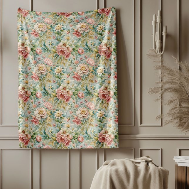 Manta Polar Clásico francés Rococo Intricar diseños Botánicos (Classic French Rococo Intricate Botanical Designs Fleece Blanket)