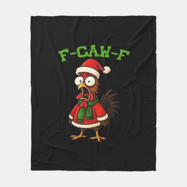 Manta Polar Clásico Gráfico Retro de Pollo F-Caw-F (Anverso)