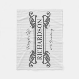 Manta Polar Clásico Gris Acanthus Leaf Monograma elegante Stri